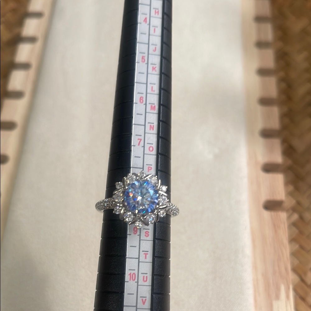 Sterling silver and 2 carat moissanite Halo Ring